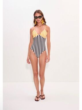 NWT $198 Simon Miller BEHATI ONE PIECE IN SUNGOLD STRIPE COMBO